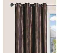 Home Maison - Rideau d'Ameublement en Taffetas Froissé - Élégance Unie - 8 Œillets Ronds Argent Ø 4 cm - Fenêtre Salon Chambre Bureau - 135 x 260 cm - Marron Chocolat