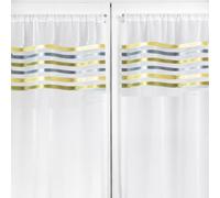 Home Maison - Rideau Droit à la Paire en Etamine Rayures Horizontales - Polyester - Prêt-à-Poser avec Ourlet Passe Tringle - pour Fenêtres de Salon et Chambre - 70 x 160 cm - Vert Clair