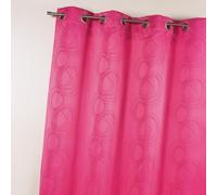 Home Maison - Rideau en Jacquard avec Imprimés Cercle - Polyester - Tamisant pour Salon et Chambre - Prêt à Poser avec Œillets - 140 x 260 cm - Fuchsia