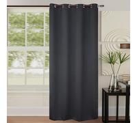 Home Maison - Rideau Occultant Uni Coloré - Polyester - Tissu 260 g/m² - 8 Œillets Ronds Argent - Isolation Thermique et Phonique - Chambre Salon Bureau - 140 x 260 cm - Noir