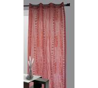 Home Maison - Rideau Organza All Over Motifs Fantaisies - Polyester - Voilages Transparents et Tamisants - 8 Œillets Ø 4 cm - pour Salon, Chambre, Cuisine - 140 x 240 cm - Gris Clair