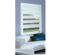 Home Maison - Store Enrouleur Jour/Nuit - Polyester Bi-Matière - Tissu Voile et Tamisant - Mécanisme à Chaînette - Fixation sans Percage - Barre de Lestage Blanche - 107 x 170 cm - Ivoire