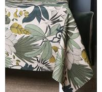 HOME MAISON Sud Etoffe - Nappe rectangulaire en Coton Enduit Vert Emeraude 150x250 cm