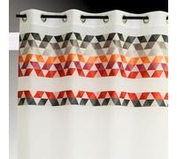 Home Maison - Voilage en Étamine à Parement Haut Triangle - Polyester - Motifs Géométriques - Prêt-à-Poser avec Oeillets Ronds Argentés - Protection Intérieure - 140 x 240 cm - Orange