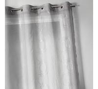 Home Maison - Voilage en Étamine aux Imprimés Argentés - Polyester - Rideaux Transparent Salon Chambre Cuisine - Finition 8 Œillets Ronds Argentés Ø 4 cm - Vendu à l'Unité - 140 x 240 cm - Gris Clair
