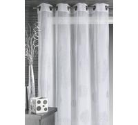 Home Maison - Voilage en Etamine Impression Argent - Effet Transparence - 8 Œillets Argent Ø 4 cm - Fenêtre Salon Chambre Cuisine - 140 x 240 cm - Bleu