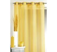 Home Maison - Voilage en Étamine Uni avec Rayures Ton sur Ton - Polyester - Transparent et Tamisant pour Fenêtre - Prêt à Poser avec Œillets - 145 x 260 cm - Ivoire