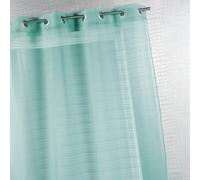 Home Maison - Voilage Fantaisie à Fines Rayures - 100% Polyester - Tamisant et Décoratif pour Salon, Chambre - Ø 4 cm Oeillets Ronds Argent - 290 x 240 cm - Turquoise