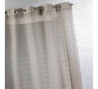 Home Maison - Voilage Fantaisie à Fines Rayures - 100% Polyester - Tamisant et Décoratif pour Salon, Chambre - Ø 4 cm Oeillets Ronds Argent - 290 x 240 cm - Tabac