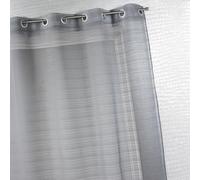 Home Maison - Voilage Fantaisie à Fines Rayures - 100% Polyester - Tamisant et Décoratif pour Salon, Chambre - Ø 4 cm Oeillets Ronds Argent - 290 x 240 cm - Gris Clair