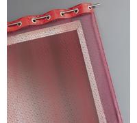 Home Maison - Voilage Filet avec Parement Taffetas - Polyester Uni - Œillets Ronds Argent Ø 4 cm avec Bande de Renfort - Léger pour Salon et Chambre - 140 x 240 cm - Rouge Orangé