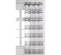 Home Maison - Voilage Moderne en Etamine à Rayures Horizontales - Polyester - Œillets Ronds Argentés Ø 4 cm - Tamisant et Prêt-à-Poser - Salon Chambre - 140 x 240 cm - Gris Clair