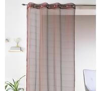 Home Maison - Voilage Uni en Maille Filet - Polyester - Transparent Tamisant - Prêt à Poser avec Oeillets - Salon, Chambre, Cuisine - 140 x 260 cm - Marsala
