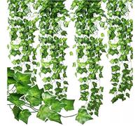 Home Markt24 Guirlande de lierre artificiel 6 PCS. 12 m - Guirlande de lierre réaliste avec feuilles pour mur, balcon et jardin - Lianes décoratives pour intérieur et extérieur - Plantes artificielles