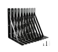 HOME MASTER HARDWARE Lot de 10 supports d'étagère robustes de 30,5 x 20,3 cm, capacité de charge de 272,2 kg, supports en métal noir à 90 degrés pour étagères, support mural en L pour étagères