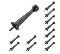 HOME MASTER HARDWARE Lot de 12 butées de porte rigides robustes - Butée de porte de 7,6 cm avec finition noire mate et pointe en plastique pour la protection des murs et des portes