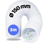 Home Melody Tuyau d’Évacuation 150 mm 3 m - PVC Flexible pour Climatiseur Mobile, Sèche-Linge, Hotte, Rallonge