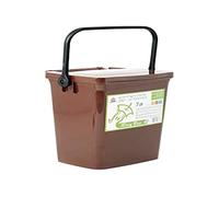 Home Ricybox Poubelle à déchets compostables avec Couvercle, 7 litres, Plastique, Marron, 24,5 x 26,5 x 20,5 cm