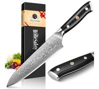 Home Safety Couteau de Chef Damas, Couteaux Japonais Professionnelle en Acier Damas 67 Couches, Lame de 20cm Ergonomique Handle avec Boîte Cadeau