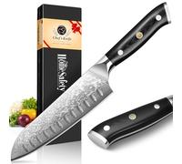 Home Safety Couteau de Damas de Santoku, Couteau Japonais Professionnel de 67 Couche Acier, Lame de 17.5 cm Couteaux de Cuisine, Ergonomique Handle