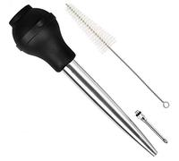 Home Servz Luxe en acier inoxydable 304 Poires à sauce, aiguilles de seringue et brosse de nettoyage, la dernière boule de silicone noir