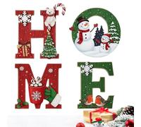 Home Sign Wall Decor 4 Pieces 140g Wooden Christmas Letter Mantel Artwork