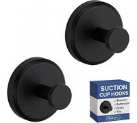 HOME SO Lot de 2 crochets à ventouse multifonction Accrochez jusqu'à 6,8 kg pour porte, miroir, carrelage Noir