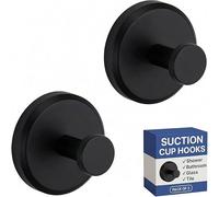 HOME SO Lot de 2 crochets à ventouse multifonction Accrochez jusqu'à 6,8 kg pour porte, miroir, carrelage Noir
