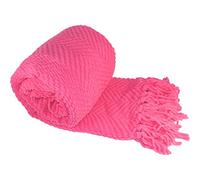Home Soft Things Couverture tricotée en Tweed Rose,127x152 cm,Rose camélia, Super Douce, Confortable, Chaude, Confortable et Respirante,pour Salon, Chaise, Chambre à Coucher,Décoration d'intérieur