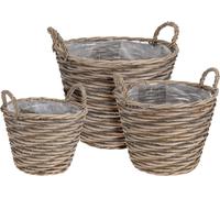 Home Styling Collection Cache-pot Panier à plantes en osier avec poignées pour fleurs et plantes 33x31 cm