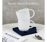 Home & Styling Lot de 4 grands gobelets à café en céramique blanc, 415 ml, lot économique pour la maison, le bureau et le restaurant, passe au lave-vaisselle