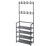 Home & Styling Porte-manteau multifonction en métal avec 4 étagères à chaussures