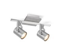 home sweet home collection HSH Concrete Plafonnier à 2 ampoules LED pivotantes et orientables avec ampoules GU10 5 W à intensité variable Nickel mat 3000 K