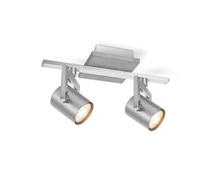 home sweet home collection HSH Concrete Plafonnier à 2 ampoules LED pivotantes et orientables avec ampoules GU10 5 W à intensité variable Nickel mat 3000 K