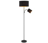 Home Sweet Home Lampadaire Noir avec Lampe de Lecture - 175 cm Lampadaire sur Pied avec Abat-jour en Velours Côtelé - 2 Ampoules LED (2700K) - Lampe sur Pied Moderne pour Salon & Lecture