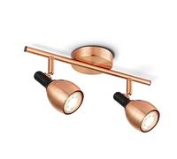 Home Sweet Home Moderne Plafonnier LED spot Novi | 32/9.5/16cm | Cuivre | 2 lumières spot de plafond | métal | Dimmable | ampoules LED incluses | GU10 | 5W | 390lm | lumière blanc chaud