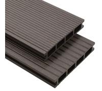 Home tools-WPC Planches de terrasse creuses avec accessoires Marron foncé 16 m² 2,2 m