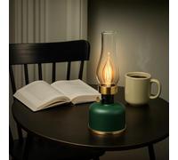 home&Trends Lanterne de jardin LED avec batterie, lampe de table vintage à intensité variable, vert avec accents dorés, IP44 pour extérieur et intérieur, lampe décorative pour jardin, balcon, terrasse