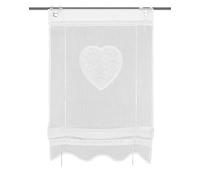 Home WOHNIDEEN Corazon 91417 Store à œillets en Batiste brodé et Dentelle avec Passe-Tringle Blanc 130 x 45 cm