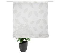 HOME WOHNIDEEN Moran Store Bateau Aspect Lin avec Bande Velcro, Bande Velcro et Barres, Couleur : Pierre, Dimensions : 140 x 120 cm, Nombre : 1