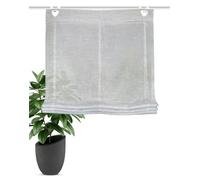 HOME WOHNIDEEN Store Bateau Casper - Structure en Lin - avec œillets - avec Crochets de fenêtre en métal - Couleur : Gris - Dimensions : 130 x 45 cm - Nombre : 1