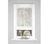 Home WOHNIDEEN Store Romain Transparent Jörg en Semi-Organza avec Bandes transversales, œillets de Suspension et Crochets, Couleur : Blanc, Dimensions : 130 x 80 cm, Nombre : 1
