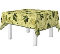 HOME ZEN HOUSEHOLD LINEN Nappe en plastique lavable en PVC imperméable couvre-table plastifiée imprimée avec bord molletonné anti-tache imperméable (diamètre 160 cm rond, olive)