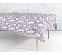 HOME ZEN HOUSEHOLD LINEN Nappe en plastique lavable en PVC imperméable pour table plastifiée imprimée avec bord molletonné anti-tache imperméable (120 x 230 cm, œuf violet)