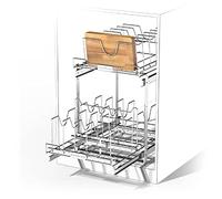 Home Zone Living Organiseur de Placard de Cuisine Coulissant avec Deux Niveaux de Rangement, 38,1 cm de Large x 50,8 cm de Profondeur
