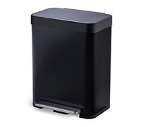 Home Zone Living Poubelle de cuisine de 50 litres, grand corps en acier inoxydable, capacité de 50 litres, noir mat, série Virtuoso