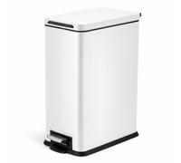 Home Zone Living Poubelle de cuisine fine de 4,4 gallons, en acier inoxydable, à pédale, 16,7 litres, blanc