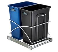 Home Zone Living Poubelle double extractible de 15,3 gallons pour recyclage et poubelle, design sous armoire, capacité totale de 58 litres