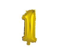 Homéa, Ballon Chiffre 1 Métallisé en Aluminium avec Paille H40 cm Or