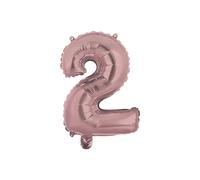 Homéa, Ballon Chiffre 2 Métallisé en Aluminium avec Paille H40 cm Rose Gold